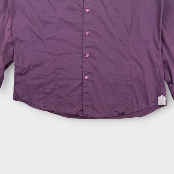 Bogosse Dress Shirt Mens 3XL 18 ½ Aramis Blank Stitch Purple Cutaway French Cuff - Picture 6 of 16